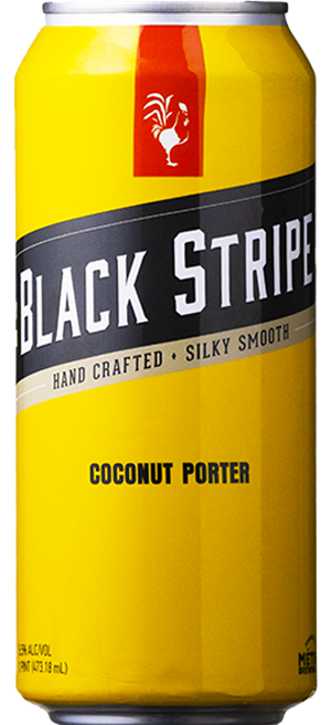 A can of Black Stripe Coconut Porter.