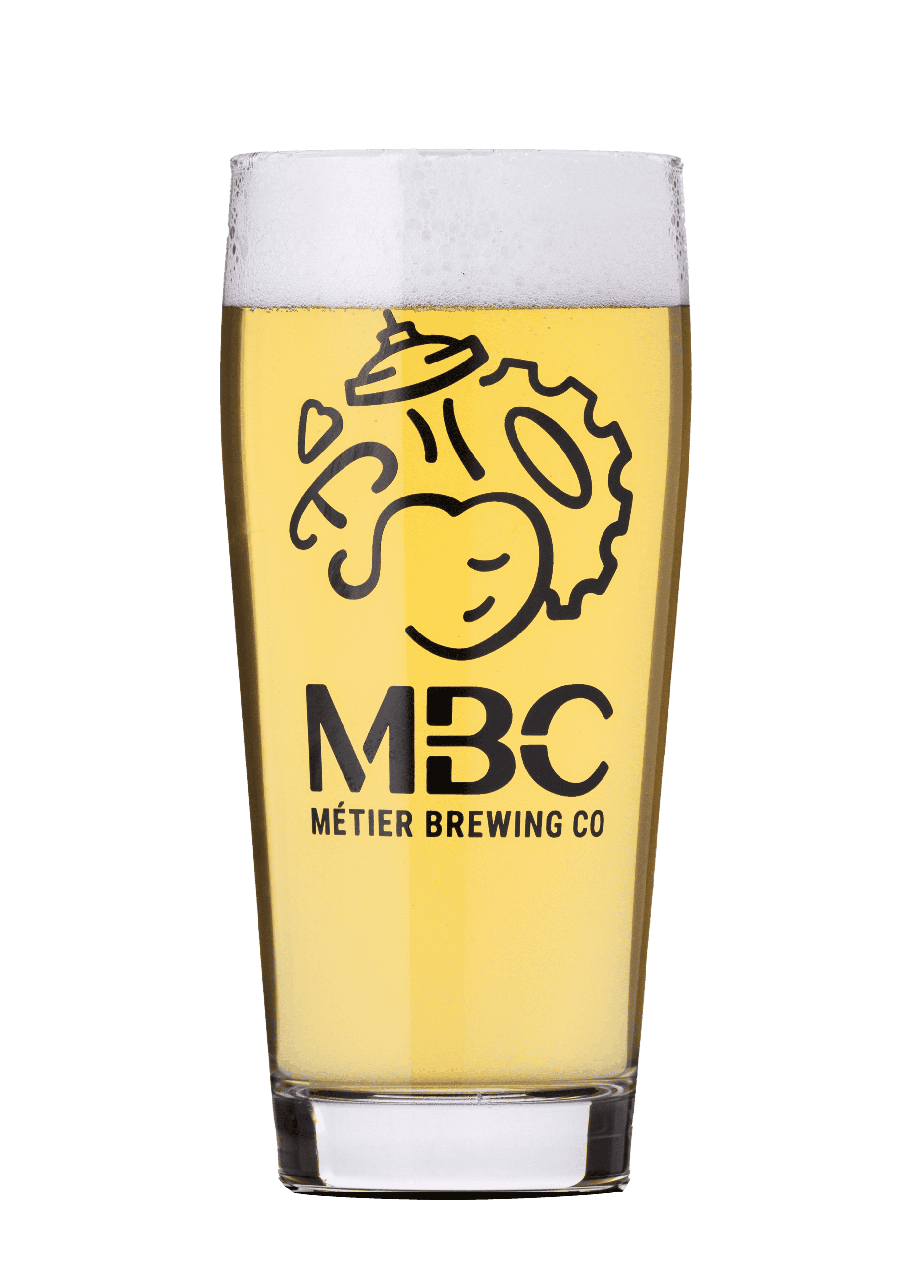 A full glass of beer.